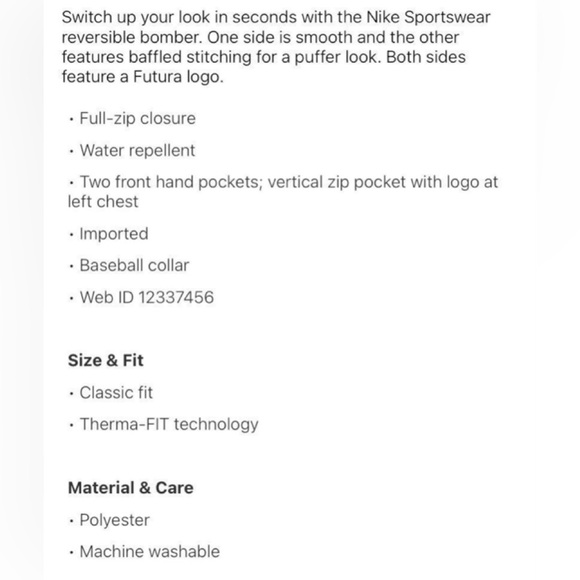 Men’s Nike Reversible Jacket Bomber - Picture 6 of 7